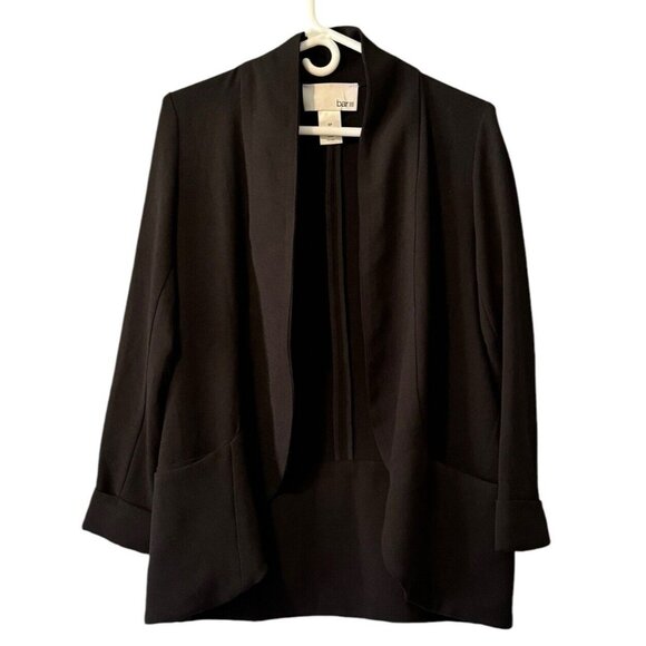 Bar III Womens Open-Front Blazer Jacket in Black Size Small Collarless Career - Picture 1 of 10